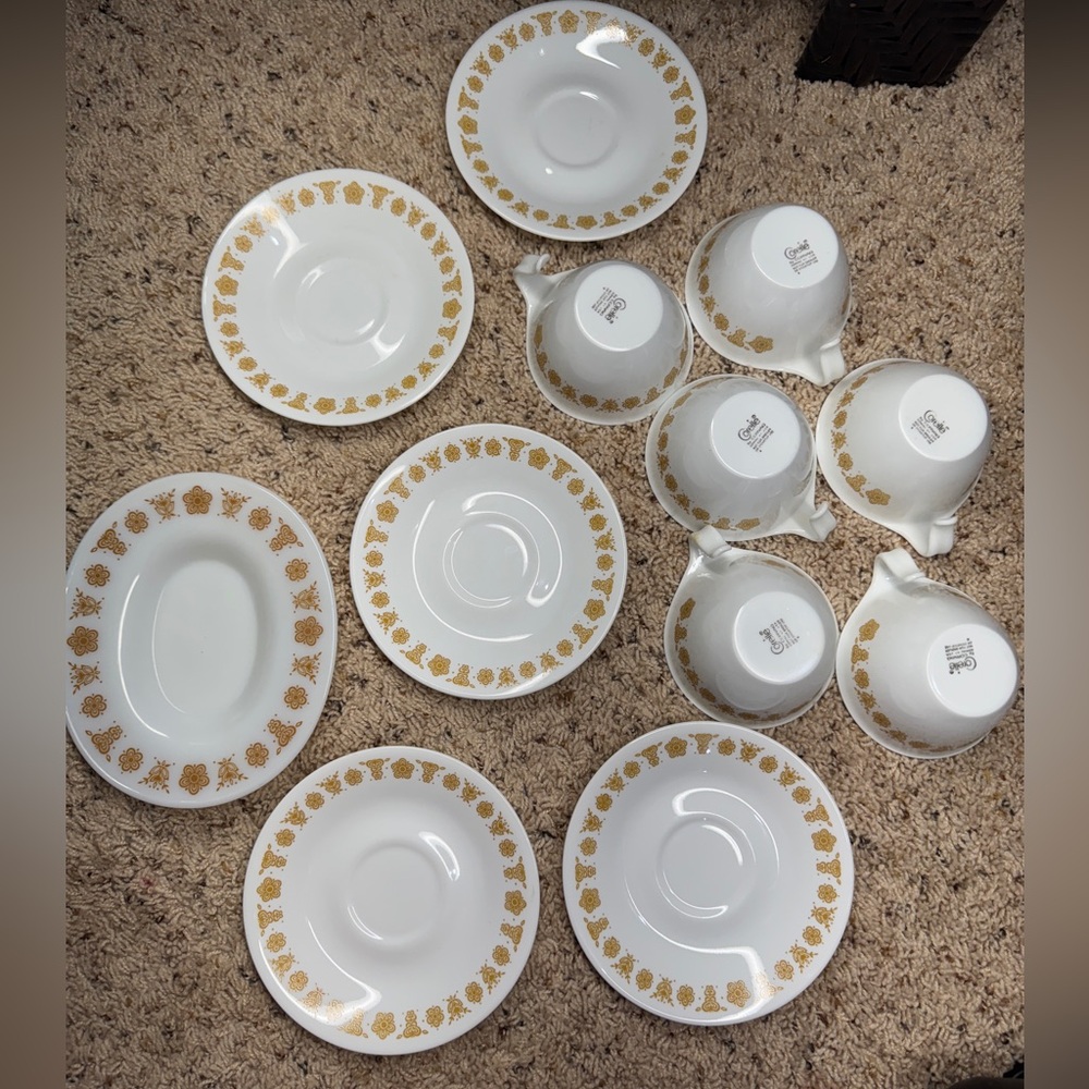Vintage Corelle “Butterfly Gold”  Cups & Saucers lot